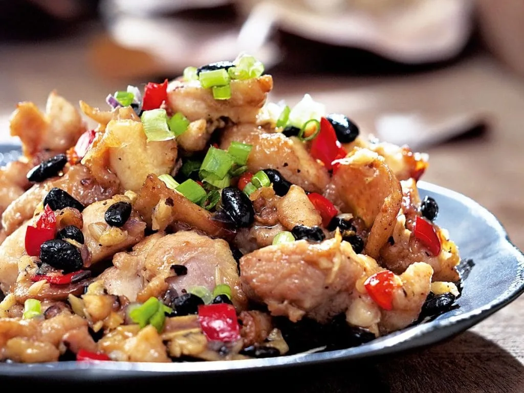 Black bean chicken stir-fry with peppers