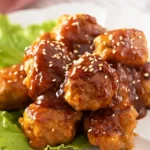 Chinese pork meatballs in sweet and sour sauce