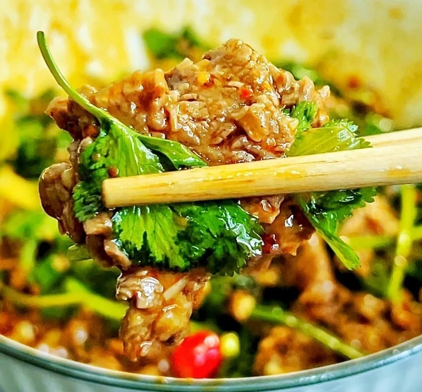 Cilantro as a garnish on Chinese food