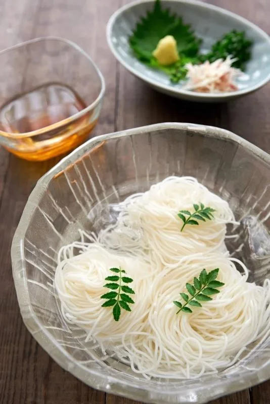 Cold somen with dipping sauce