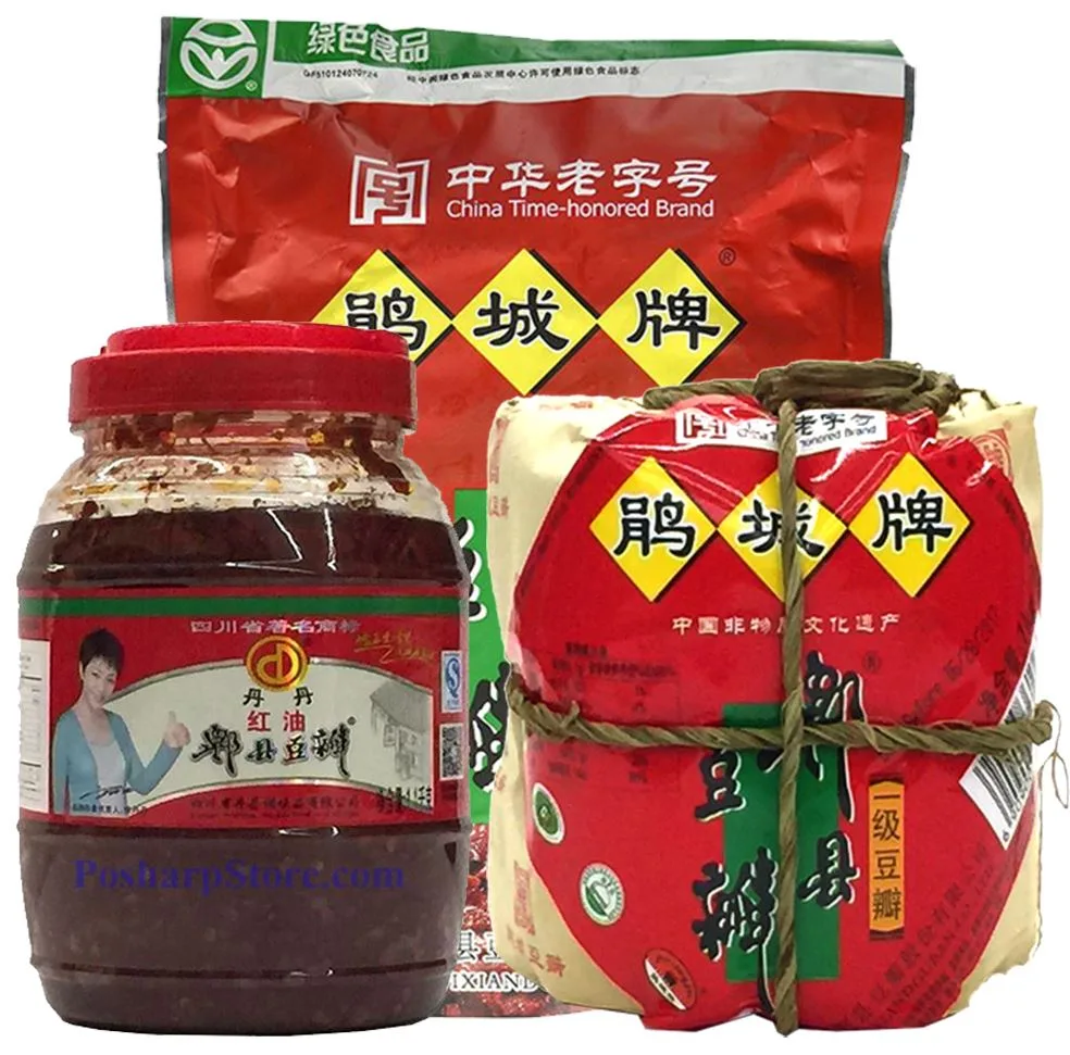Different brands of doubanjiang side by side