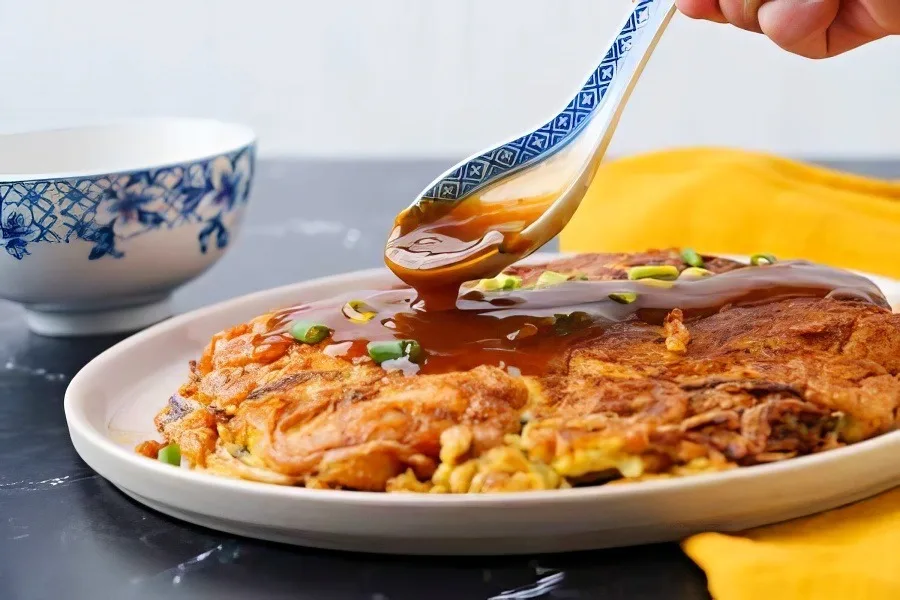 Egg foo young patties with bean sprouts