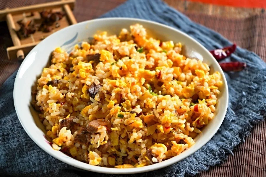 Fried rice in a wok
