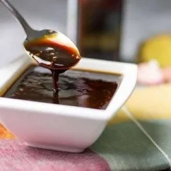 Homemade Chinese brown sauce in a bowl