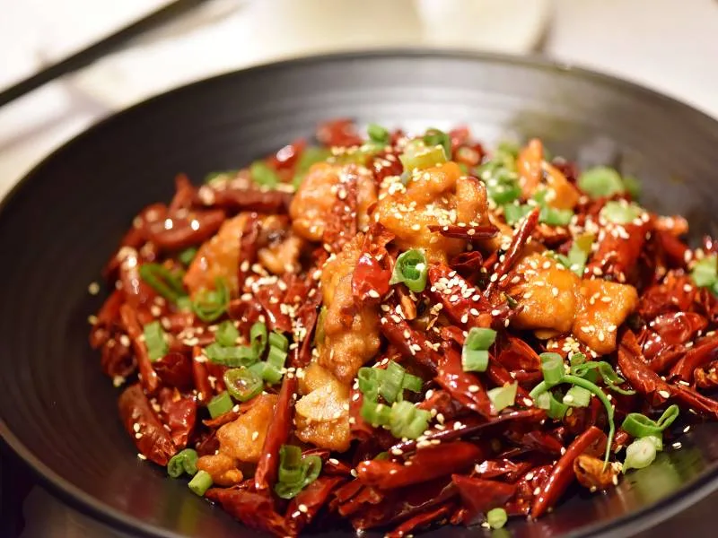 Mala chicken with dried chilies and Sichuan pepper