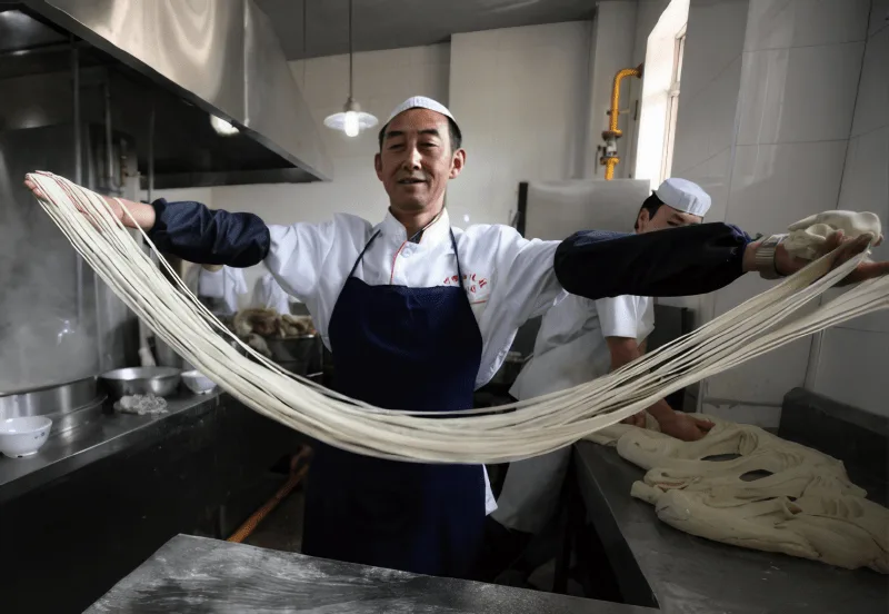 Noodles drying during production