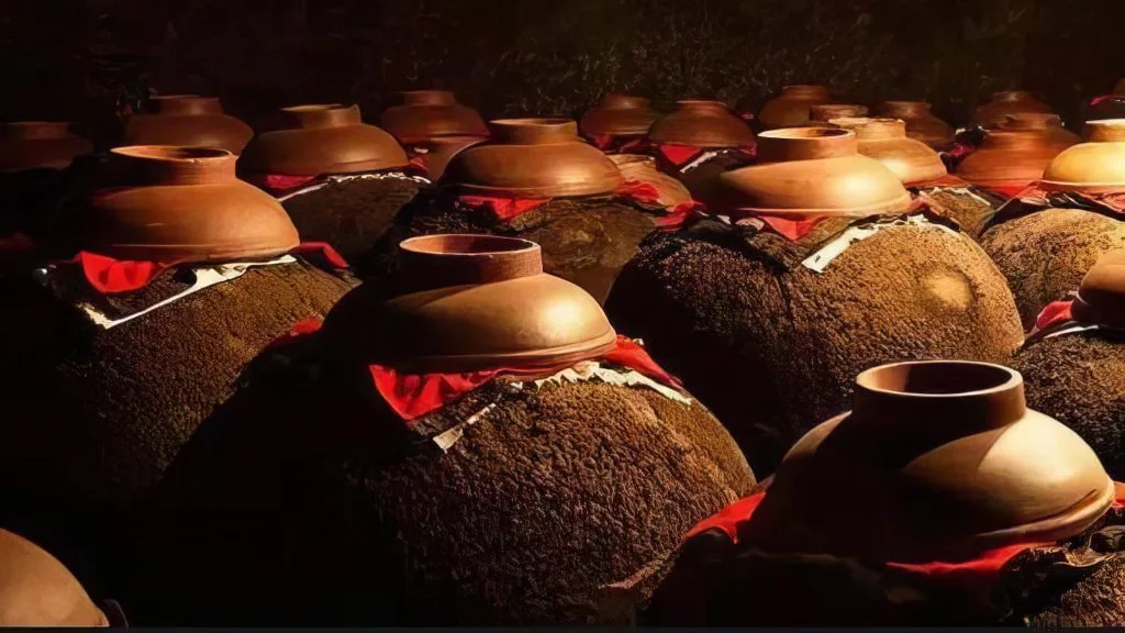 Shaoxing wine aging in clay jars