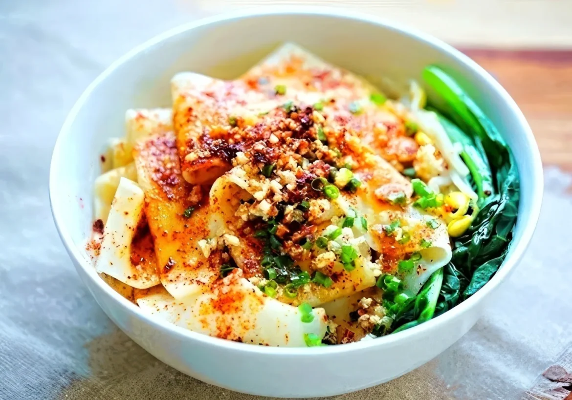 You Po Mian – Shaanxi hot oil noodles with chili and garlic